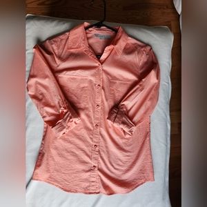 Loft Coral/Peach Button-down. Size XXS
